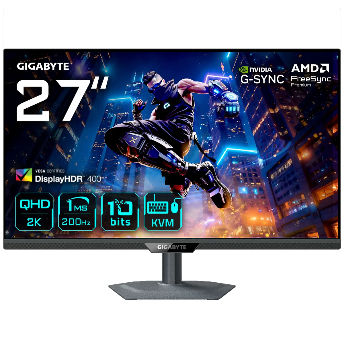 GIGABYTE M27Q2 27" 2560x1440 SS IPS 200Hz 1ms FreeSync G-Sync KVM HDR 400 Widescreen Gaming Monitor, image 1 of 1