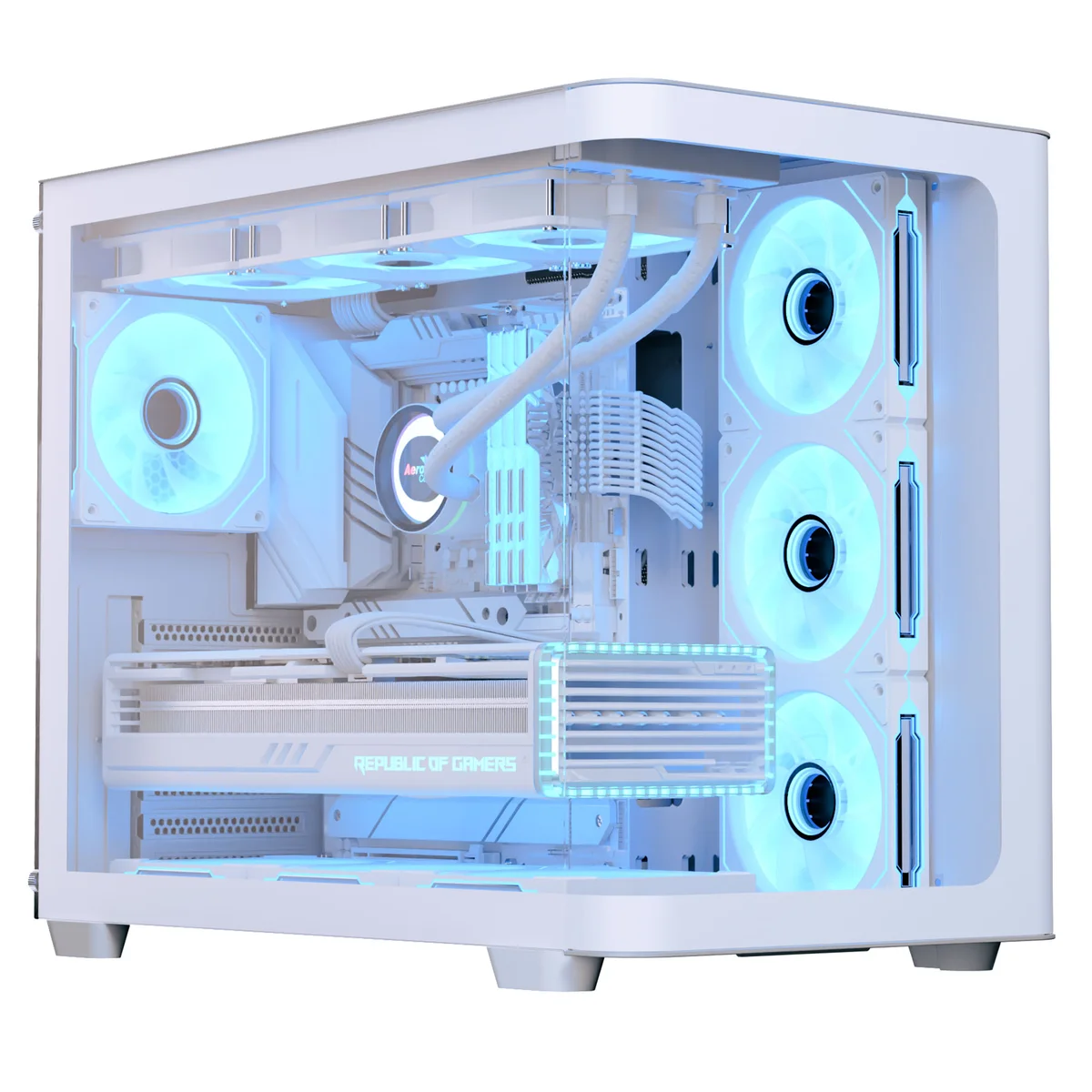 Aerocool P500C Mid Tower Curved Tempered Glass Gaming PC Case - White - ACCM-PN01043.2, image 1 of 1