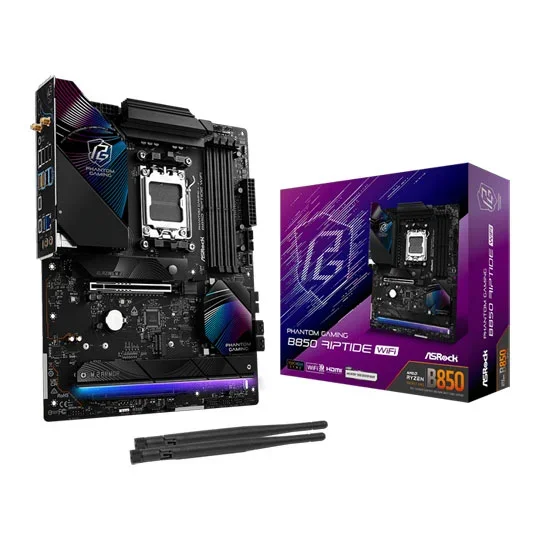 ASRock B850 Riptide WiFi AMD Ryzen AM5 DDR5 ATX Motherboard - 90-MXBQT-A0UAYZ, image 1 of 1