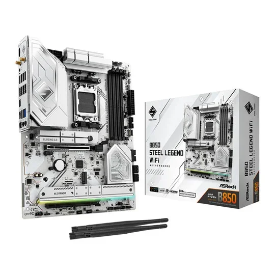 ASRock B850 Steel Legend WiFi AMD Ryzen AM5 DDR5 ATX Motherboard - 90-MXBQS-A0UAYZ, image 1 of 1
