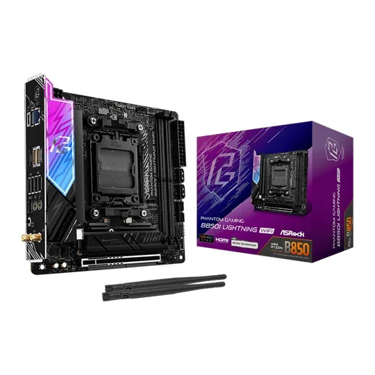 ASRock B850I Lightning WiFi AMD Ryzen AM5 DDR5 ITX Motherboard - 90-MXBQR-A0UAYZ, image 1 of 1
