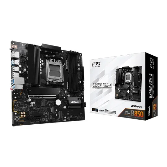 ASRock B850M Pro-A AMD Ryzen AM5 DDR5 mATX Motherboard - 90-MXBR8-A0UAYZ, image 1 of 1