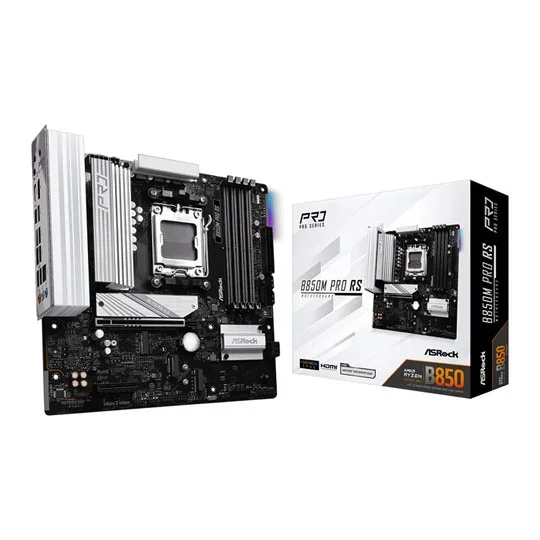 ASRock B850M Pro RS AMD Ryzen AM5 DDR5 mATX Motherboard - 90-MXBR6-A0UAYZ, image 1 of 1