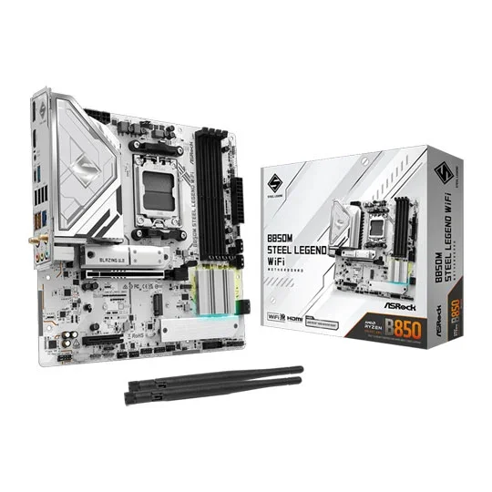 ASRock B850M Steel Legend WiFi AMD Ryzen AM5 DDR5 mATX Motherboard - 90-MXBS2-A0UAYZ, image 1 of 1