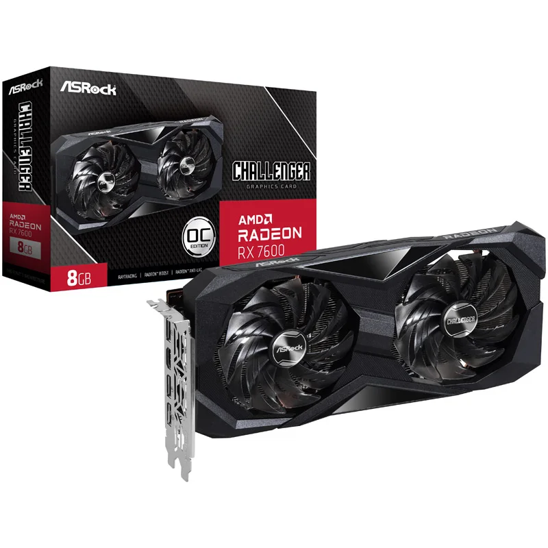 ASRock Radeon RX 7600 Challenger 8GB OC GDDR6 Graphics Card - RX7600 CL 8GO, image 1 of 1