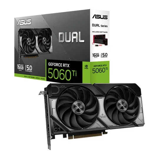 ASUS DUAL GeForce RTX 5060 Ti 16GB GDDR7 Graphics Card - White - 90YV0MH7-M0NA00, image 1 of 1