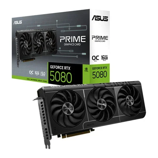 ASUS PRIME NVIDIA GeForce RTX 5080 16GB GDDR7 OC Edition Graphics Card - 90YV0LX0-M0NA00, image 1 of 1