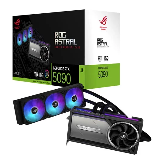 ASUS ROG Astral LC NVIDIA GeForce RTX 5090 32GB GDDR7 Liquid Cooled Graphics Card - 90YV0LW3-M0NA00, image 1 of 1