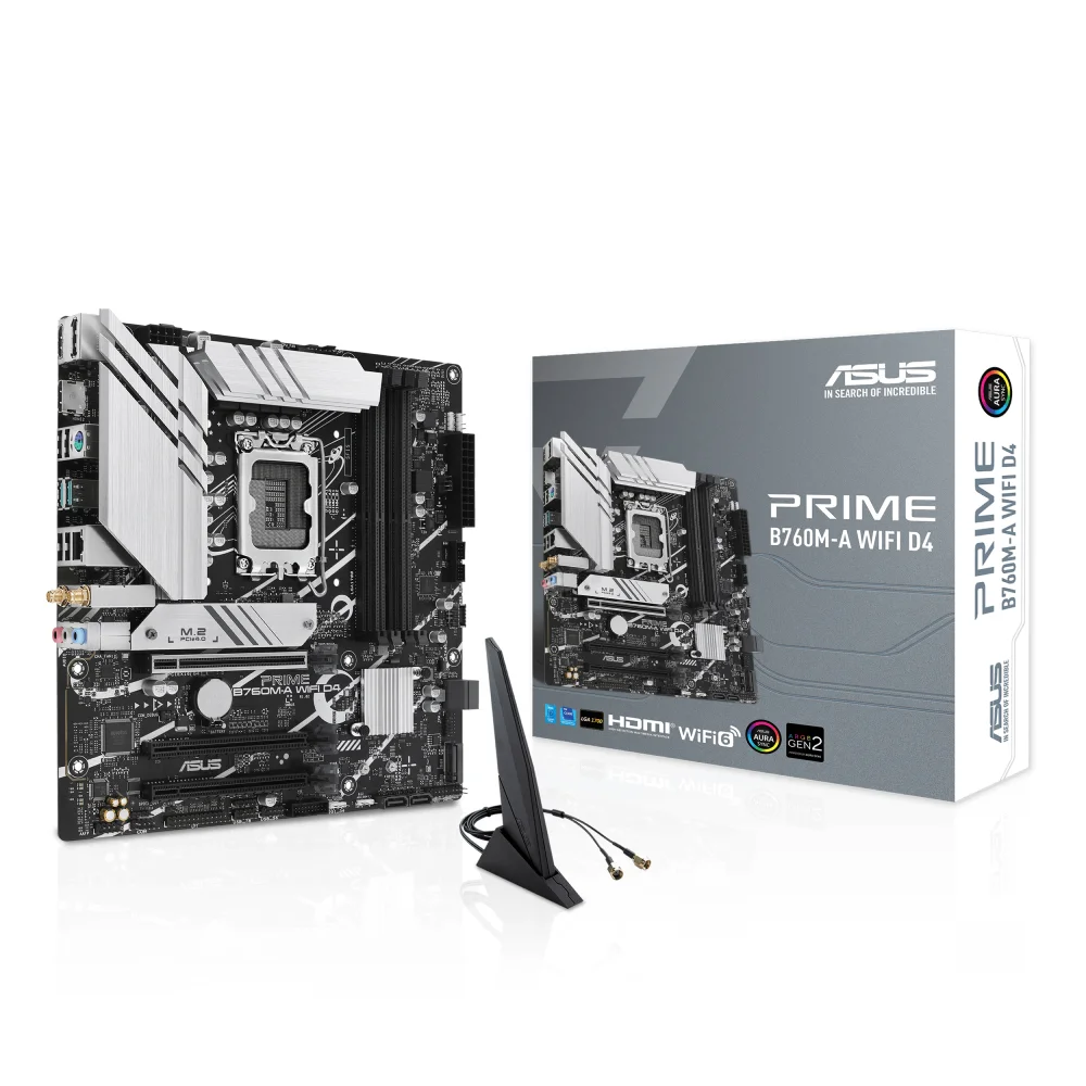 ASUS PRIME B760M-A WIFI D4 Intel DDR4 Micro ATX Motherboard - LGA 1700, image 1 of 1