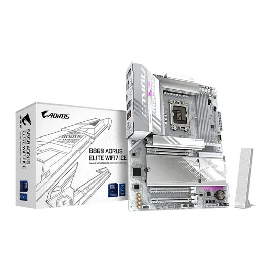Gigabyte B860 AORUS ELITE WIFI7 ICE Intel Core Ultra LGA 1851 DDR5 ATX Motherboard, image 1 of 1