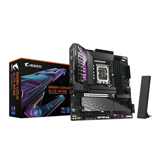 Gigabyte B860M AORUS ELITE WIFI6E Intel Core Ultra LGA 1851 DDR5 mATX Motherboard, image 1 of 1