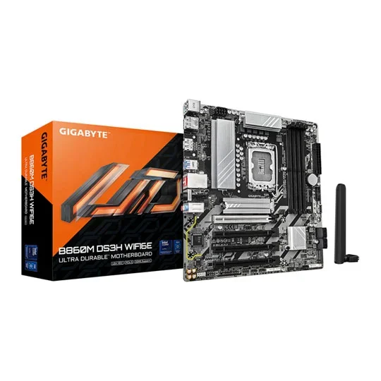 Gigabyte B860M DS3H WIFI6E Intel Core Ultra LGA 1851 DDR5 mATX Motherboard, image 1 of 1
