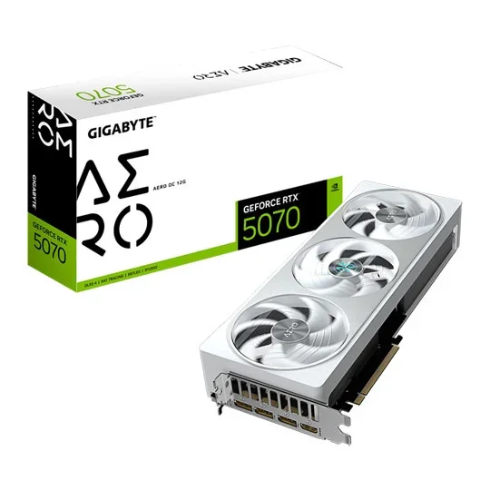 Gigabyte GeForce RTX 5070 AERO OC 12G GDDR7 Graphics Card - White - GV-N5070AERO OC-12GD, image 1 of 1