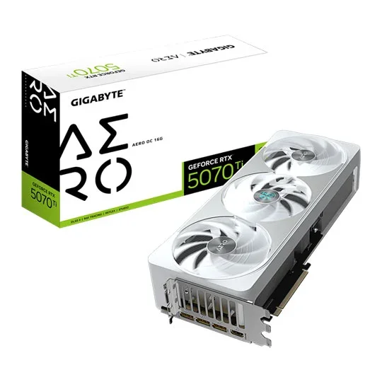 Gigabyte GeForce RTX 5070 Ti AERO OC 16G GDDR7 Graphics Card - White - GV-N507TAERO OC-16GD, image 1 of 1