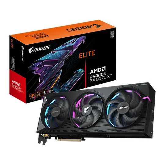 Gigabyte AORUS Radeon RX 9070 XT ELITE 16G GDDR6 16GB Graphics Card - GV-R9070XTAORUS E-16GD, image 1 of 1