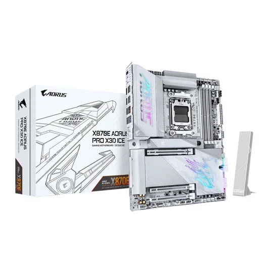 Gigabyte X870E AORUS PRO X3D ICE AMD Ryzen AM5 ATX DDR5 Wifi7 Motherboard – Socket AM5, image 1 of 1