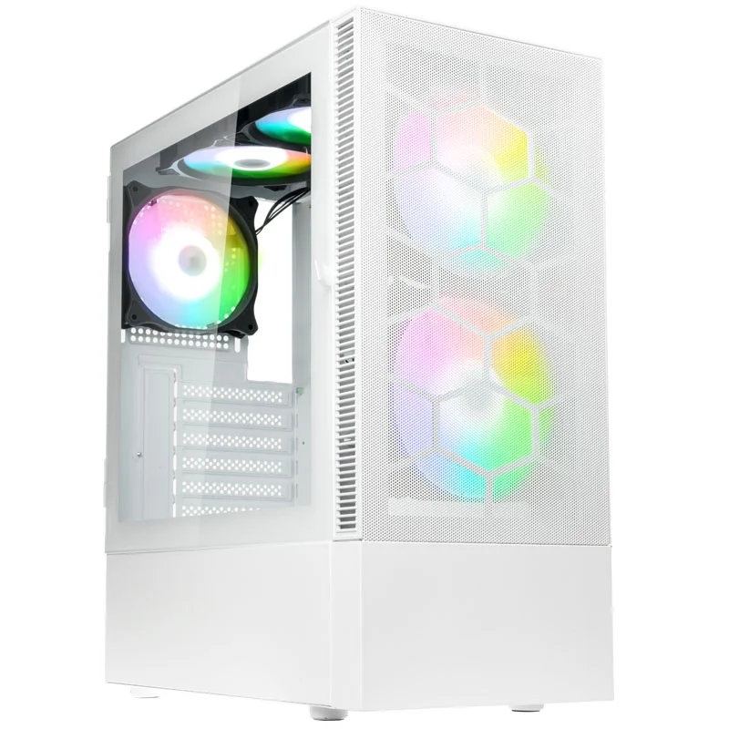 Kolink Observatory MX Mesh ARGB Midi ATX Tower Case - 5x ARGB fans - White