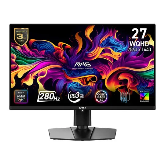 MSI MAG 271QP QD-OLED X28 27" 2560x1440 (WQHD) QD-OLED 280Hz 0.03ms Adaptive Sync HDMI 2.1 Widescreen Gaming Monitor, image 1 of 1