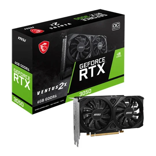 MSI GeForce RTX 3050 VENTUS 2X E 6GB OC GDDR6 Graphics Card, image 1 of 1