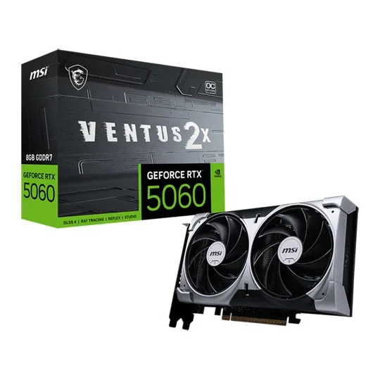 MSI GeForce RTX 5060 8G VENTUS 2X OC 8GB GDDR7 Graphics Card, image 1 of 1