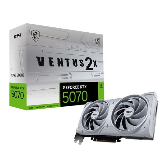 MSI GeForce RTX 5070 12GB VENTUS 2X OC WHITE GDDR7 Graphics Card, image 1 of 1