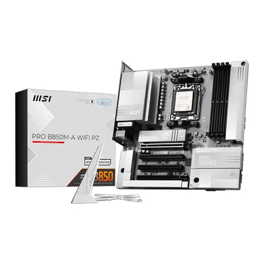 MSI PRO B850M-A WIFI PZ DDR5 Micro ATX Ryzen AI Motherboard - Socket AM5, image 1 of 1