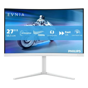 Philips 27M2C5201L 27" Curved Full HD 180Hz 1ms Freesync Ambiglow White Gaming Monitor, image 1 of 1