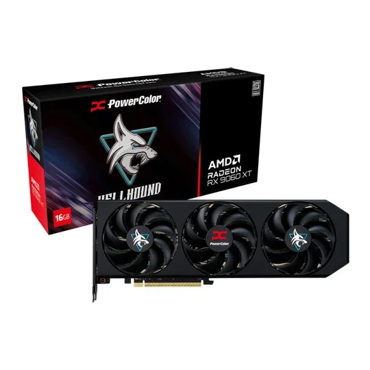 PowerColor Radeon RX 9060 XT Hellhound GDDR6 16GB PCI-Express Graphics Card - RX9060 XT 16G-L/OC, image 1 of 1