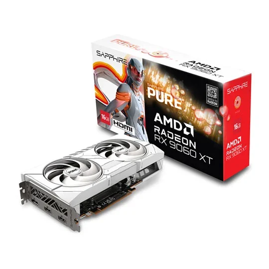 Sapphire PURE AMD Radeon RX 9060 XT 16GB GDDR6 Graphics Card - White - 11350-02-20G
