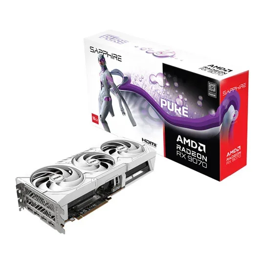 Sapphire PURE AMD Radeon RX 9070 16GB GDDR6 Graphics Card - White - 11349-02-20G, image 1 of 1