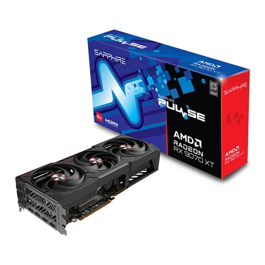 Sapphire PULSE AMD Radeon RX 9070 XT 16GB GDDR6 Graphics Card - Black - 11348-03-20G, image 1 of 1