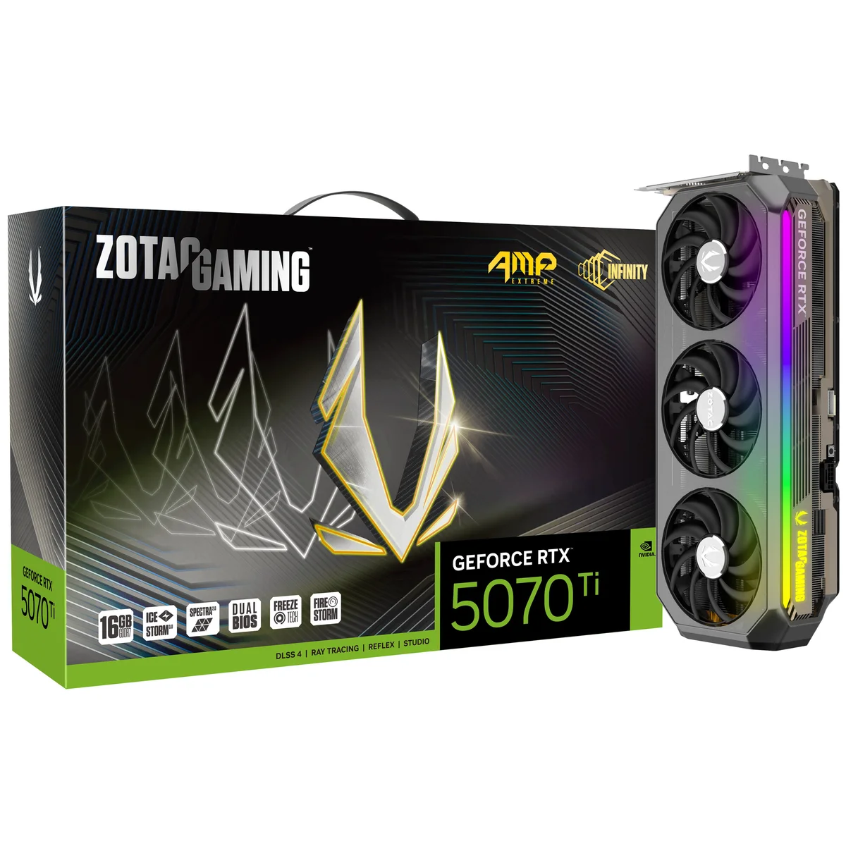 ZOTAC GAMING GeForce RTX 5070 Ti AMP EXTREME INFINITY 16GB GDDR7 Graphics Card - ZT-B50710B-10P, image 1 of 1