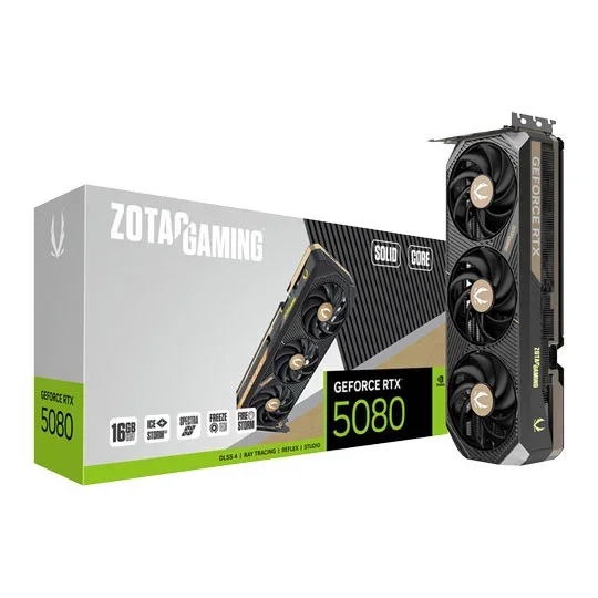 ZOTAC GAMING GeForce RTX 5080 SOLID CORE 16GB GDDR7 Graphics Card - ZT-B50800D2-10P, image 1 of 1