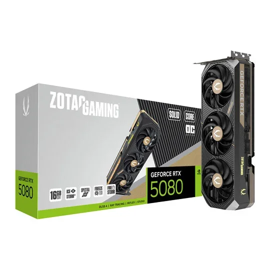 ZOTAC GAMING GeForce RTX 5080 SOLID CORE OC 16GB GDDR7 Graphics Card - ZT-B50800J2-10P, image 1 of 1
