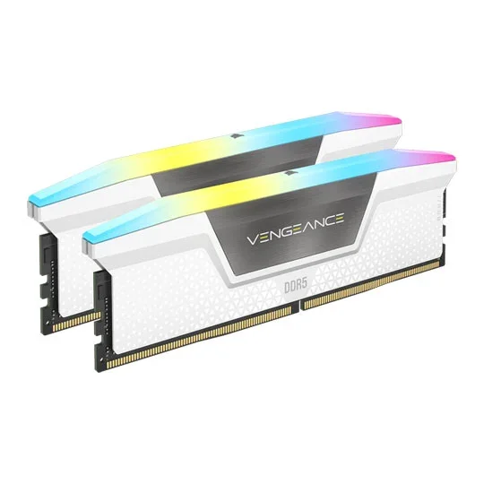 CORSAIR Vengeance RGB White 32GB 6400MHz DDR5 Dual Profile Memory Kit, image 1 of 1