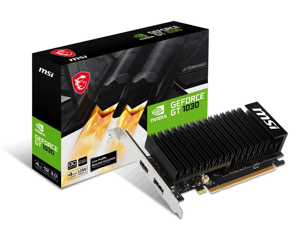 MSI GeForce GT 1030 4GHD4 LP OC Gaming, 4GB GDDR4, PCI Express 3.0, Low Profile Graphics Card, image 1 of 1