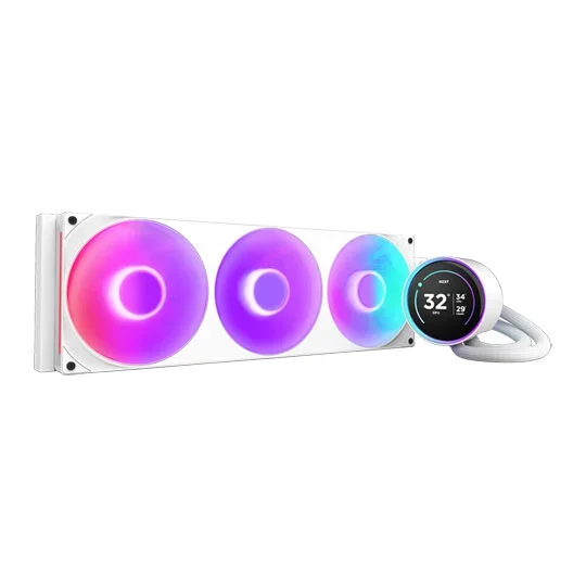 NZXT 420mm Kraken Elite V2 White ARGB Intel / AMD CPU Liquid Cooler with 2.72" IPS Display, image 1 of 1