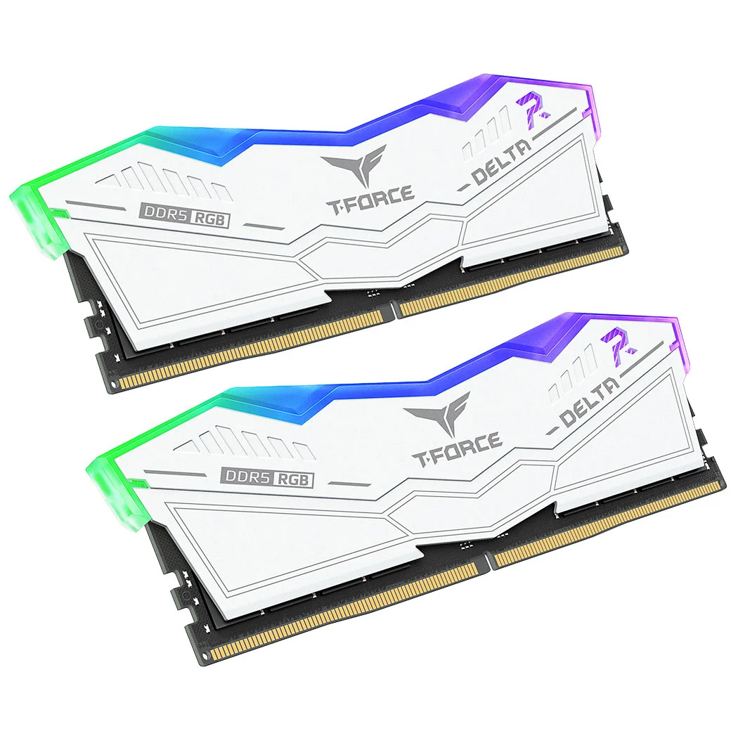 TeamGroup Delta RGB 32GB (2X16GB) DDR5 PC5-44800C30 6000MHz Dual Channel Kit - White (FF4D532G6000HC30DC01), image 1 of 1