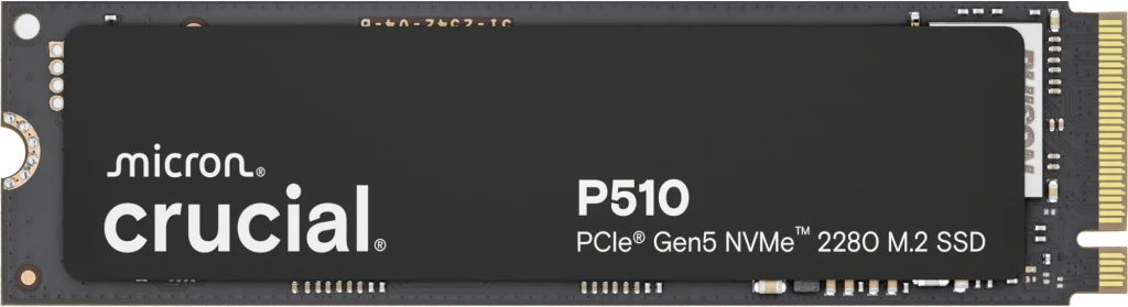 Crucial P510 2TB PCIe M.2 Gen 5 NVMe SSD - Read 10,000MB/s Write 8,700MB/s - CT2000P510SSD8, image 1 of 1