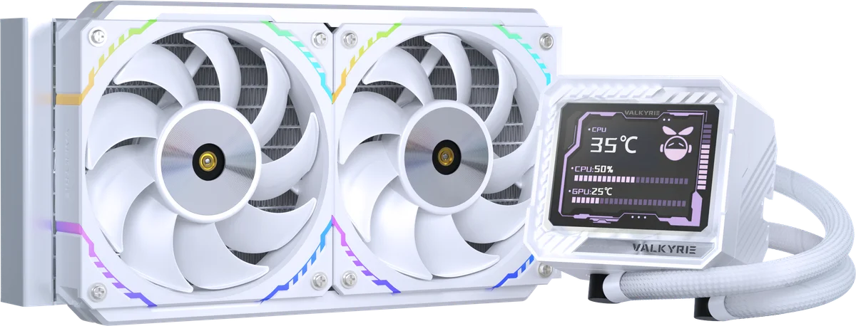 Valkyrie V240 LCD 240mm AiO Liquid CPU Cooler in White, image 1 of 1