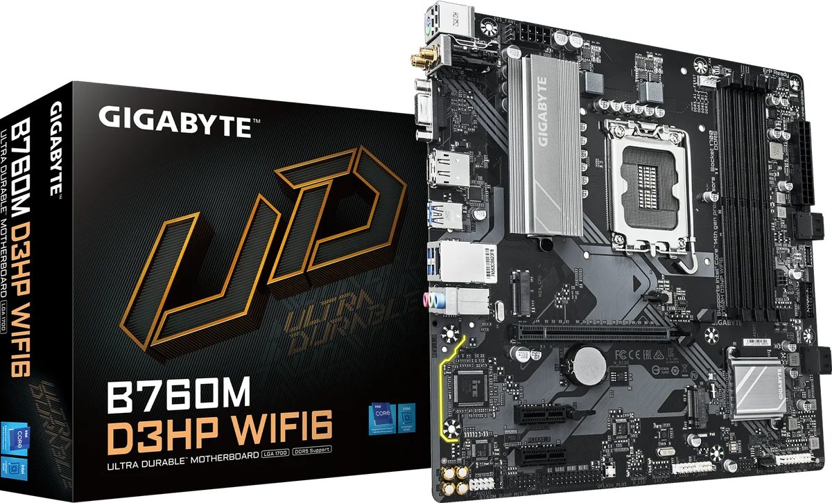 Gigabyte B760M D3HP WIFI6 LGA 1700 B760 Micro-ATX Motherboard - DDR5, WIFI 6, image 1 of 1