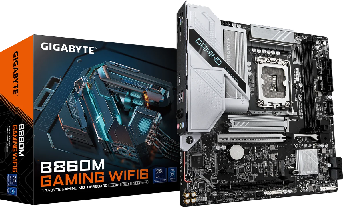 Gigabyte B860M GAMING WIFI6 LGA 1851 B860 Micro-ATX Motherboard - DDR5, WIFI 6, image 1 of 1