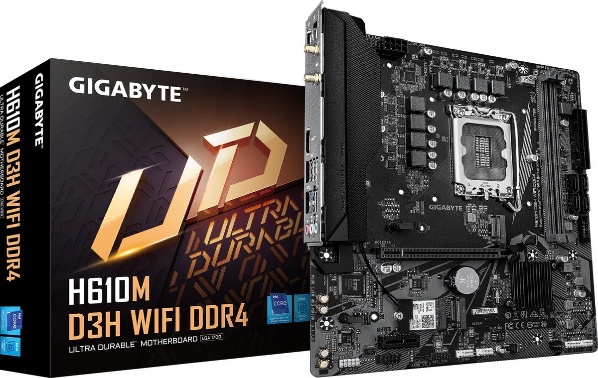 Gigabyte H610M D3H WIFI DDR4 LGA 1700 H610 Micro-ATX Motherboard - DDR4, WIFI, image 1 of 1