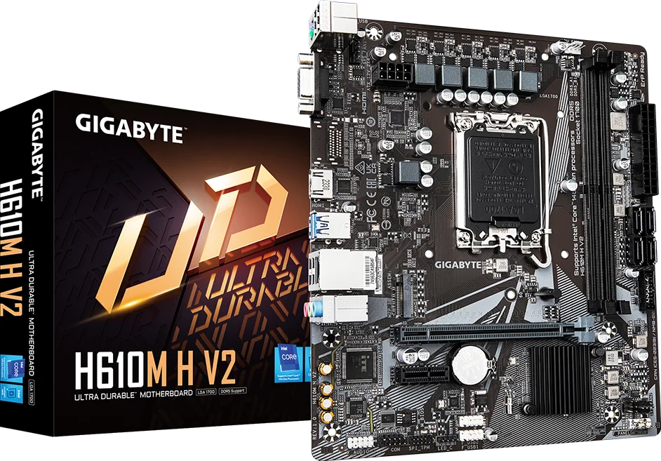 Gigabyte H610M H V2 LGA 1700 H610 Micro-ATX Motherboard - DDR5, image 1 of 1