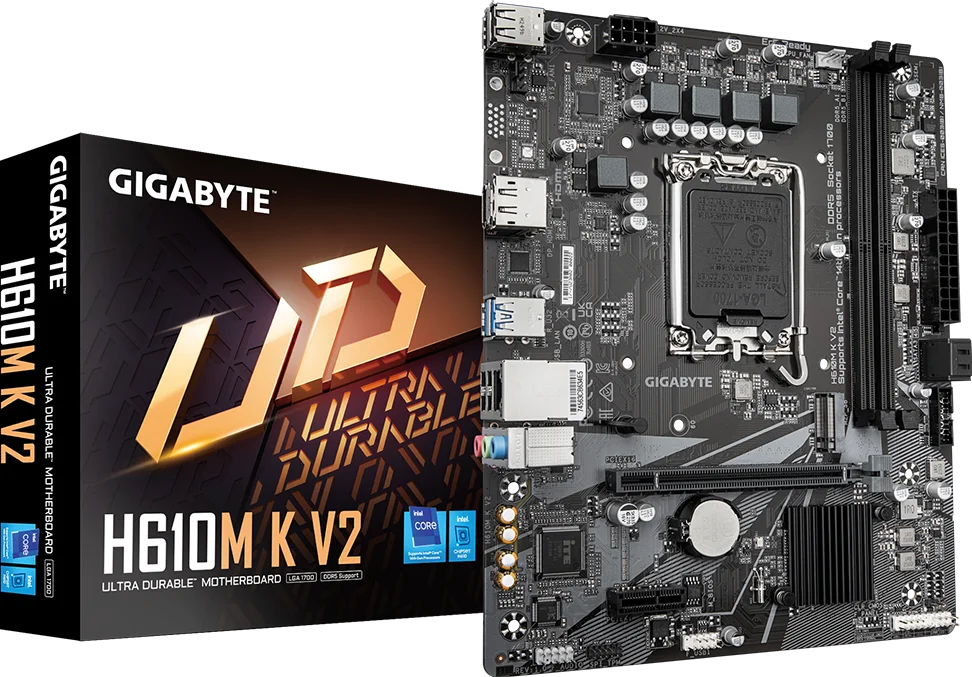 Gigabyte H610M K V2 LGA 1700 H610 Micro-ATX Motherboard - DDR5, image 1 of 1