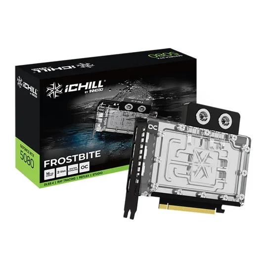 INNO3D NVIDIA GeForce RTX 5080 iCHILL FROSTBITE 16GB Blackwell Graphics Card, image 1 of 1