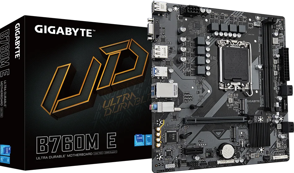 Gigabyte B760M E LGA 1700 B760 Micro-ATX Motherboard - DDR5, image 1 of 1
