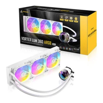 Antec Vortex Lum 360 360mm ARGB AIO Liquid CPU Cooler - White, image 1 of 1