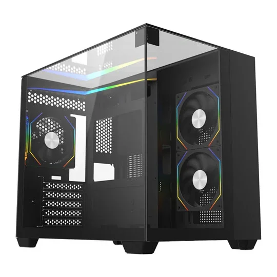 CIT Eclipse Black MicroATX PC Case with 3x Eclipse Infinity ARGB Fans, image 1 of 1