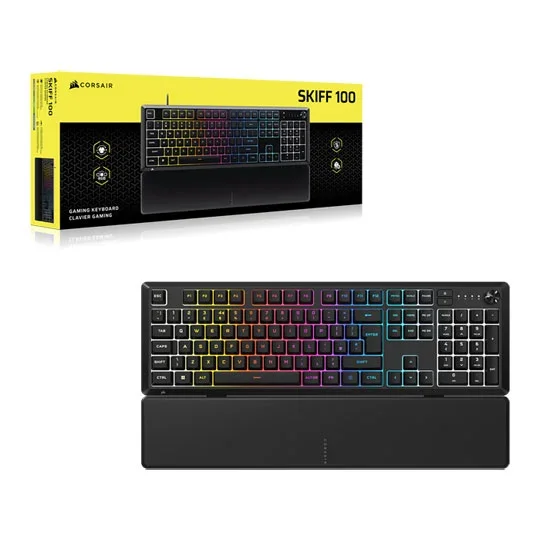 CORSAIR SKIFF 100 Wired Black UK Full Size RGB Membrane Gaming Keyboard, image 1 of 1
